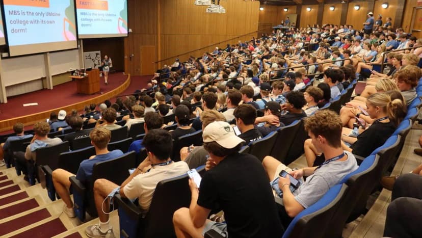 Students in a college hall