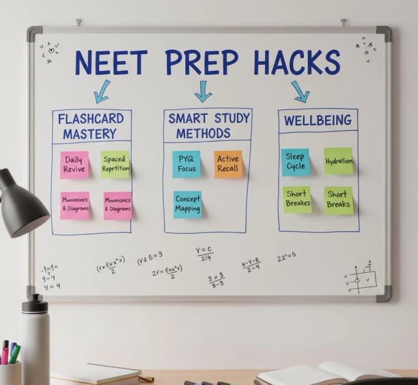 NEET preparation hacks for droppers using flashcards
